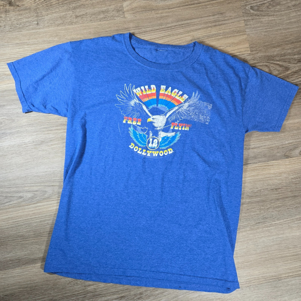 Dollywood Wild Eagle Free Flyin T Shirt Womens S Blue Soft Stretch Dolly Parton